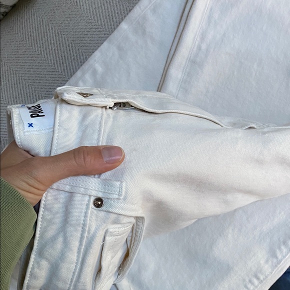 Paige Frankie Wide Leg Jeans Seamed Belt Loops in Desert Dune - Picture 11 of 16